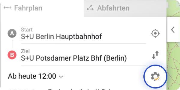 Darstellung der Option die Karte anzuzeigen