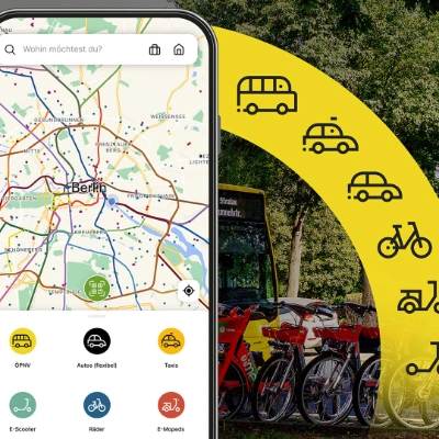 Smartphone mit Jelbi Mobilitäts-App