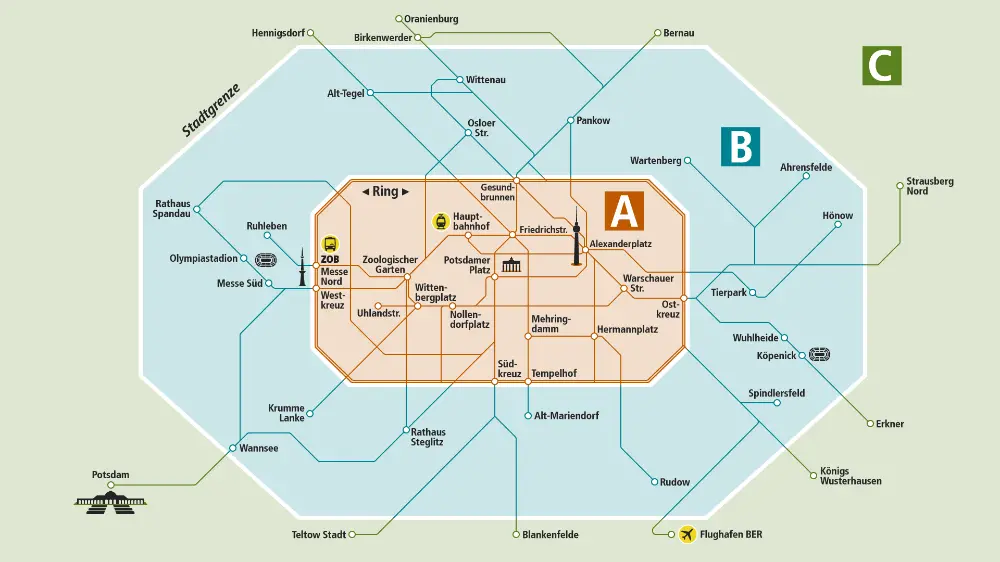 Karte der Tarifzonen Berlin
